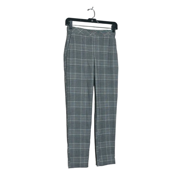 H&M black white plaid flat front ankle pants size 0 - Picture 8 of 10